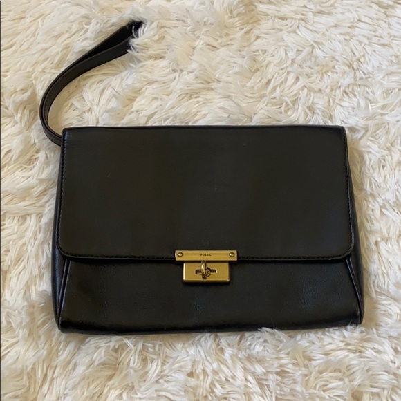 Fossil Handbags - Fossil black leather wristlet